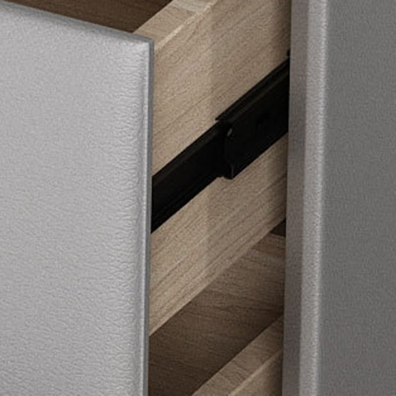 Modern Solid Wood Leather 2-Drawer Nightstand — Brown