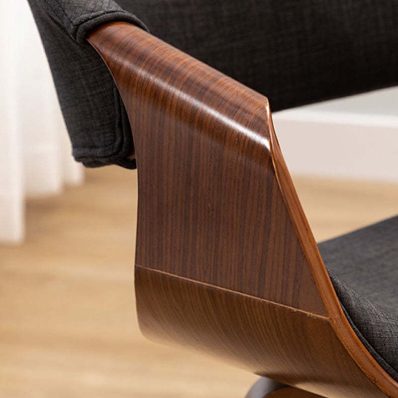 Contemporary Arc Upholstered Dining Chair — Original Wood Color Frame + White Leather Seat