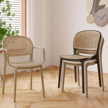 Nordic Rattan Plastic Dining Armchair