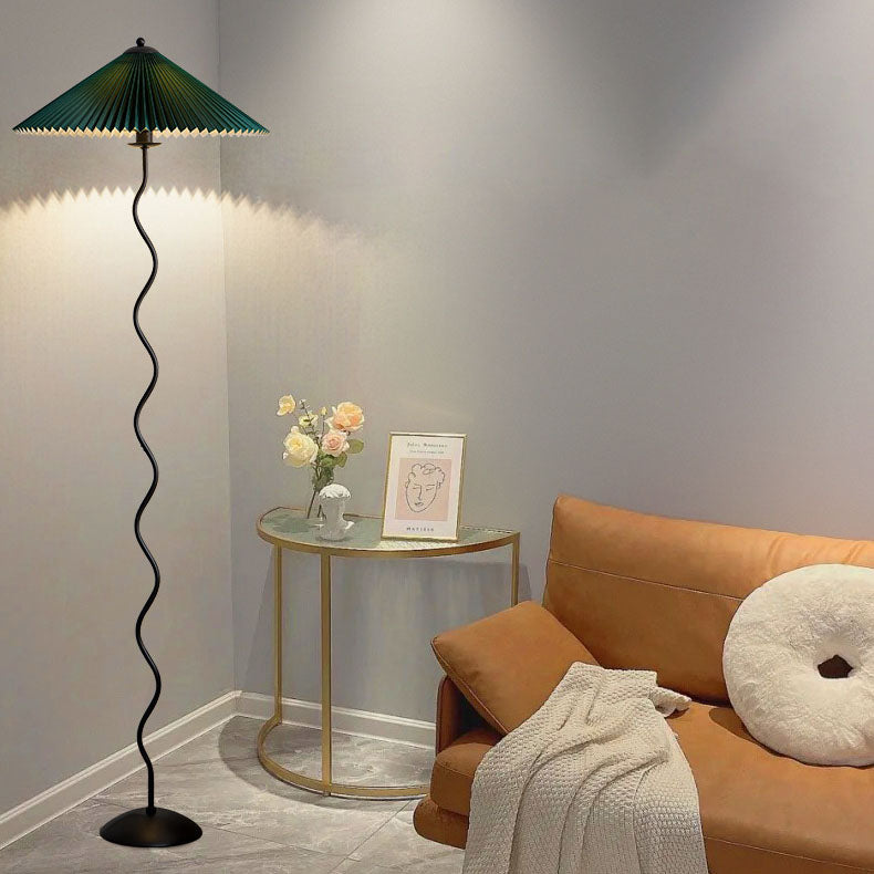 Vintage Pleated Fabric Floor Lamp — 3 Colors Changeable (Warm/Neutral/White) / White / 220V-240V For UK/AU