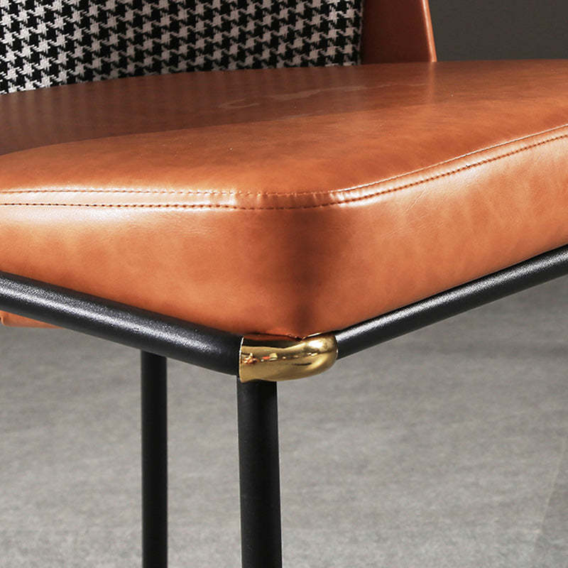 Vintage Leather Metal Dining Chair