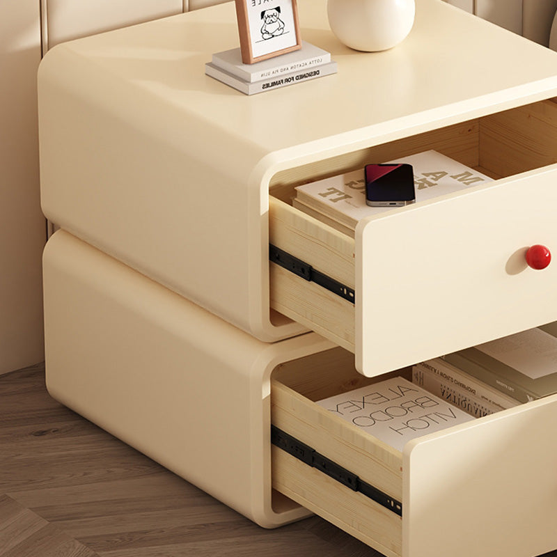 Minimalist Ceramic Cat Scratch Nightstand 2-Drawer — Black & Beige