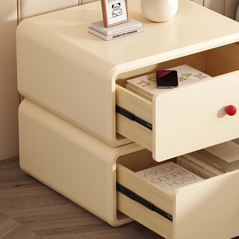 Minimalist Ceramic Cat Scratch Nightstand 2-Drawer — Black & Beige