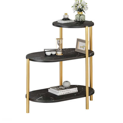 Contemporary Scandinavian Rectangular Iron Marble End Table 3-Tier For Living Room