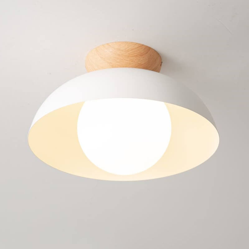 Modern Wrought Iron Log Bowl Semi-Flush Ceiling Light