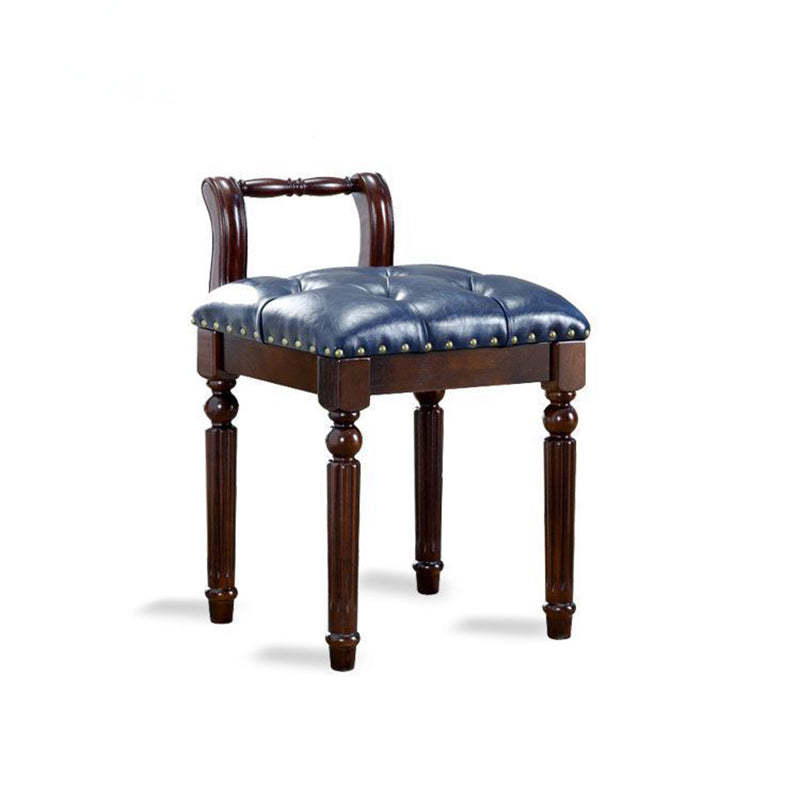 European Tufted Leather Low Back Vanity Stool