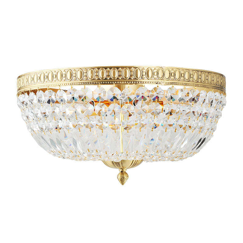 French Vintage Crystal Round 3/5/9-Light Flush Mount — 110V-120V For US/CA