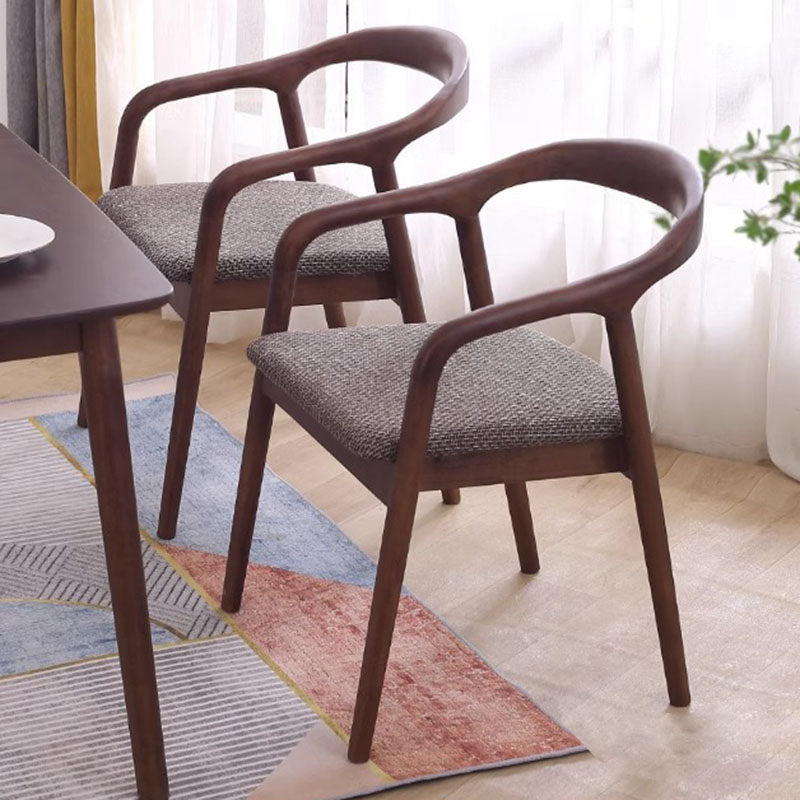 Minimalist Arched Wood Linen Dining Chair