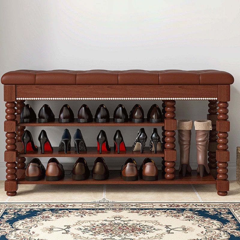 Scandinavian Microfiber Leather Wood Shoe Storage 3-Shelf