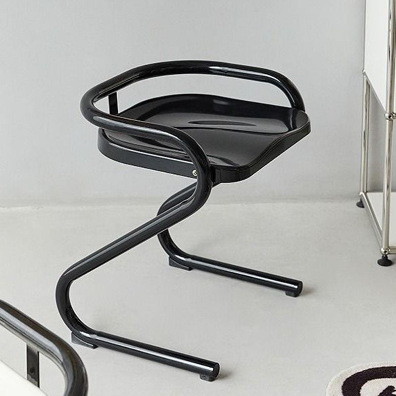 Mid-Century Curved Metal Dining Chair — Pink Bracket / Green Chair Seat