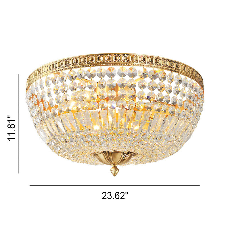 French Vintage Crystal Round 3/5/9-Light Flush Mount