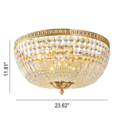 French Vintage Crystal Round 3/5/9-Light Flush Mount