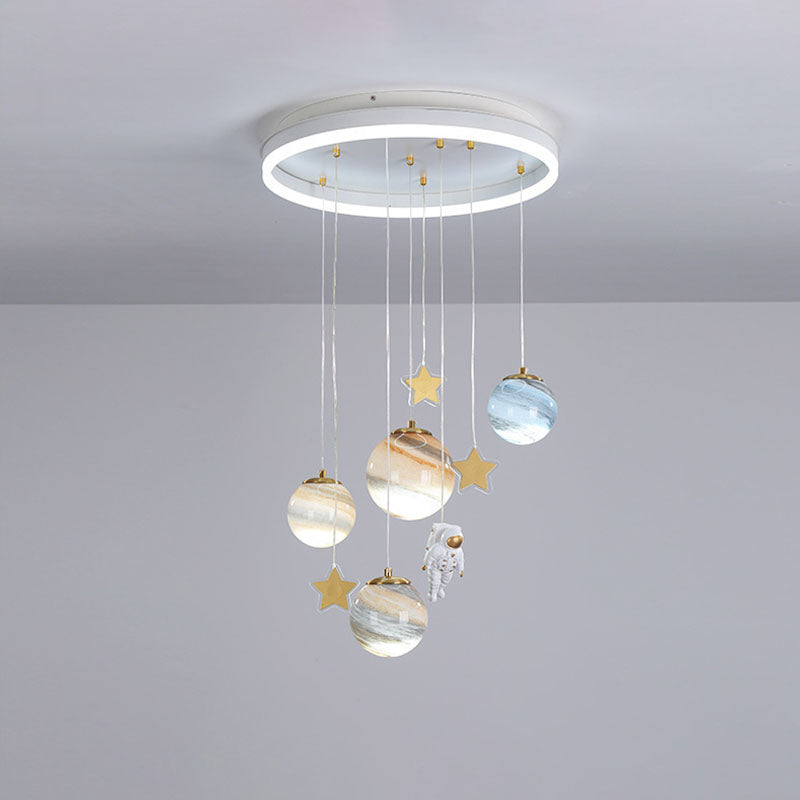 Scandinavian Space Planet Acrylic Glass LED Kids Flush Light