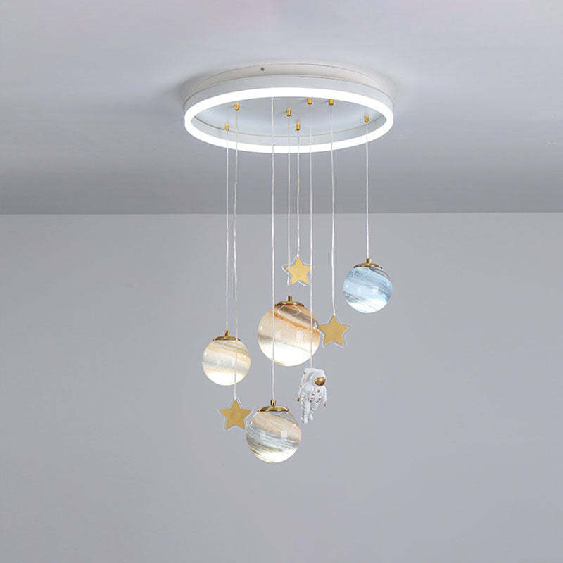 Scandinavian Space Planet Acrylic Glass LED Kids Flush Light