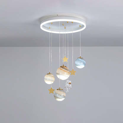 Scandinavian Space Planet Acrylic Glass LED Kids Flush Light