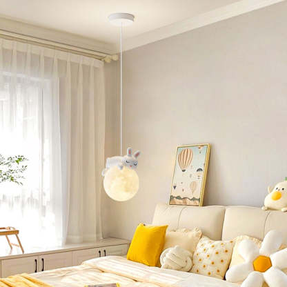 Contemporary Resin Rabbit Moon Kids Pendant Light — Rabbit / 110V-120V For US/CA