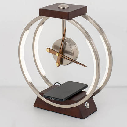 Luxury Clock Wireless Charging LED Touch Table Lamp