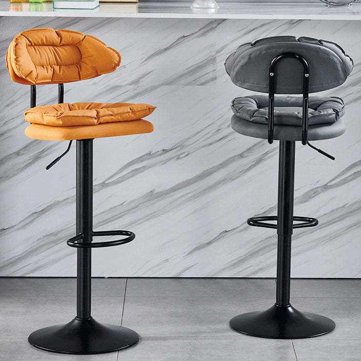 Modern Fabric Iron Semicircular Counter Stool — Low / Orange / Black