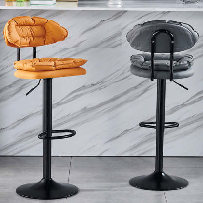 Modern Fabric Iron Semicircular Counter Stool — Low / Orange / Black