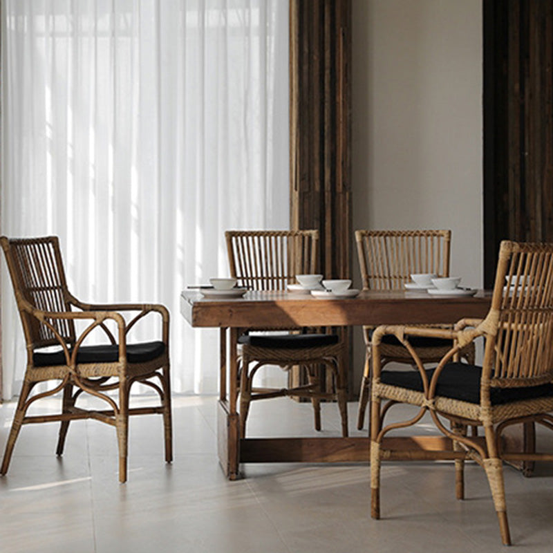 Chinese Woven Wood Four-Leg Dining Chair