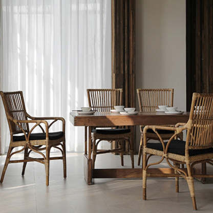 Chinese Woven Wood Four-Leg Dining Chair