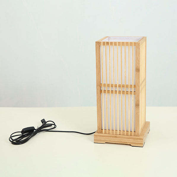 Japanese Wooden Square Column Table Lamp
