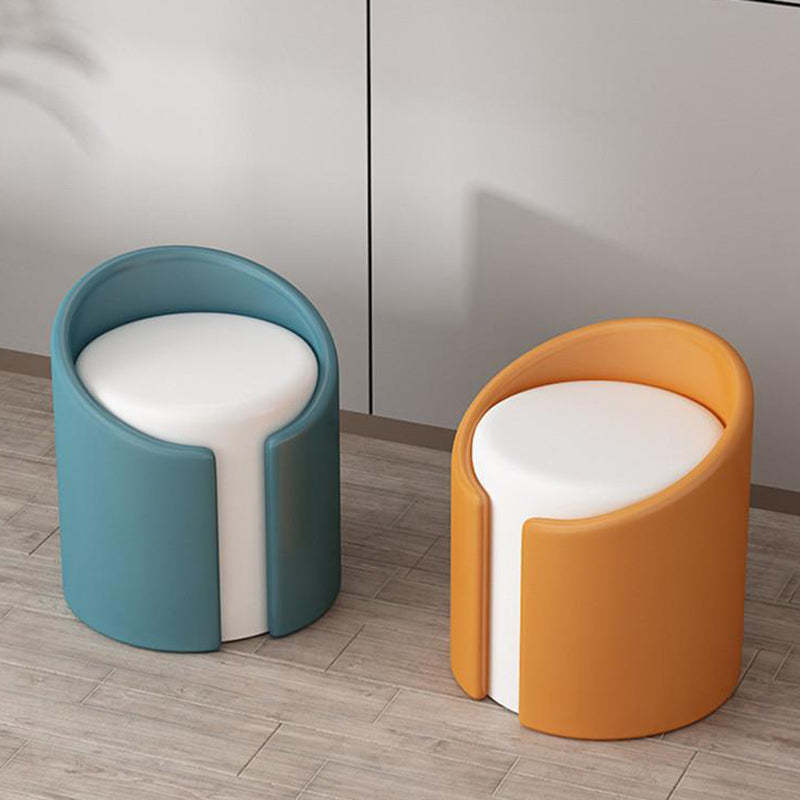 Minimalist Leather Wood Cylinder Vanity Stool