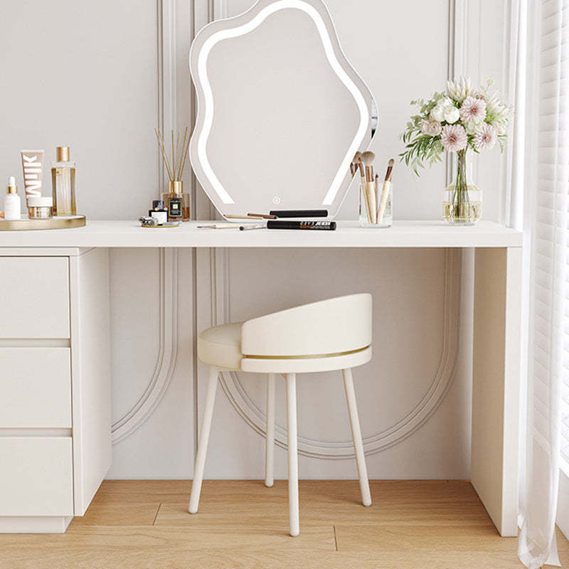 Minimalist Round Leather Iron Vanity Stool — Rotatable / Check