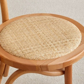 Chinese Wood Rattan Four-Leg Dining Chair — B / Black Walnut