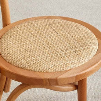Chinese Wood Rattan Four-Leg Dining Chair — B / Black Walnut