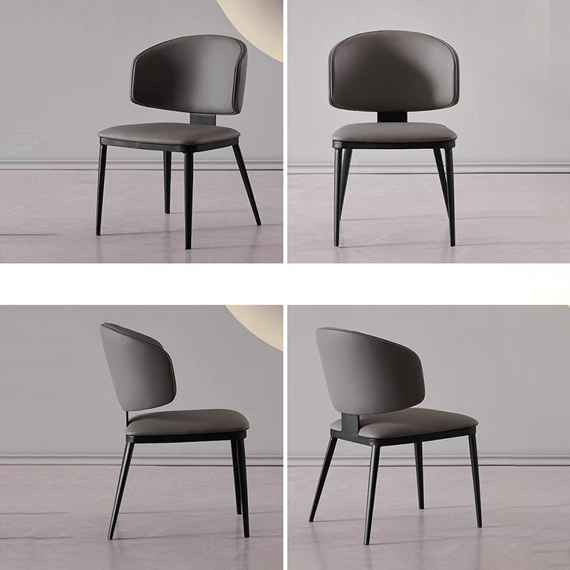 Minimalist Microfiber Leather Steel Dining Chair