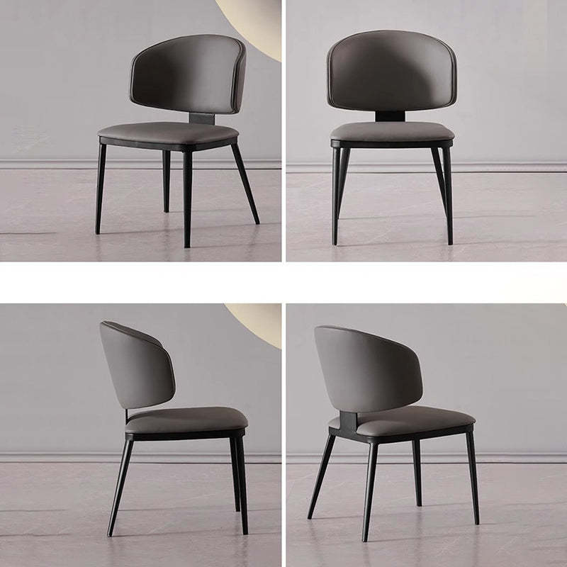 Minimalist Microfiber Leather Steel Dining Chair