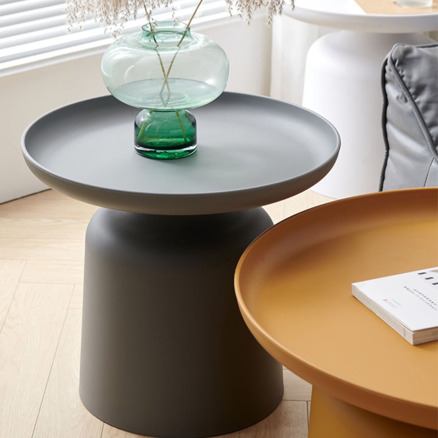 Scandinavian Round Plastic Coffee Table — Small - Black