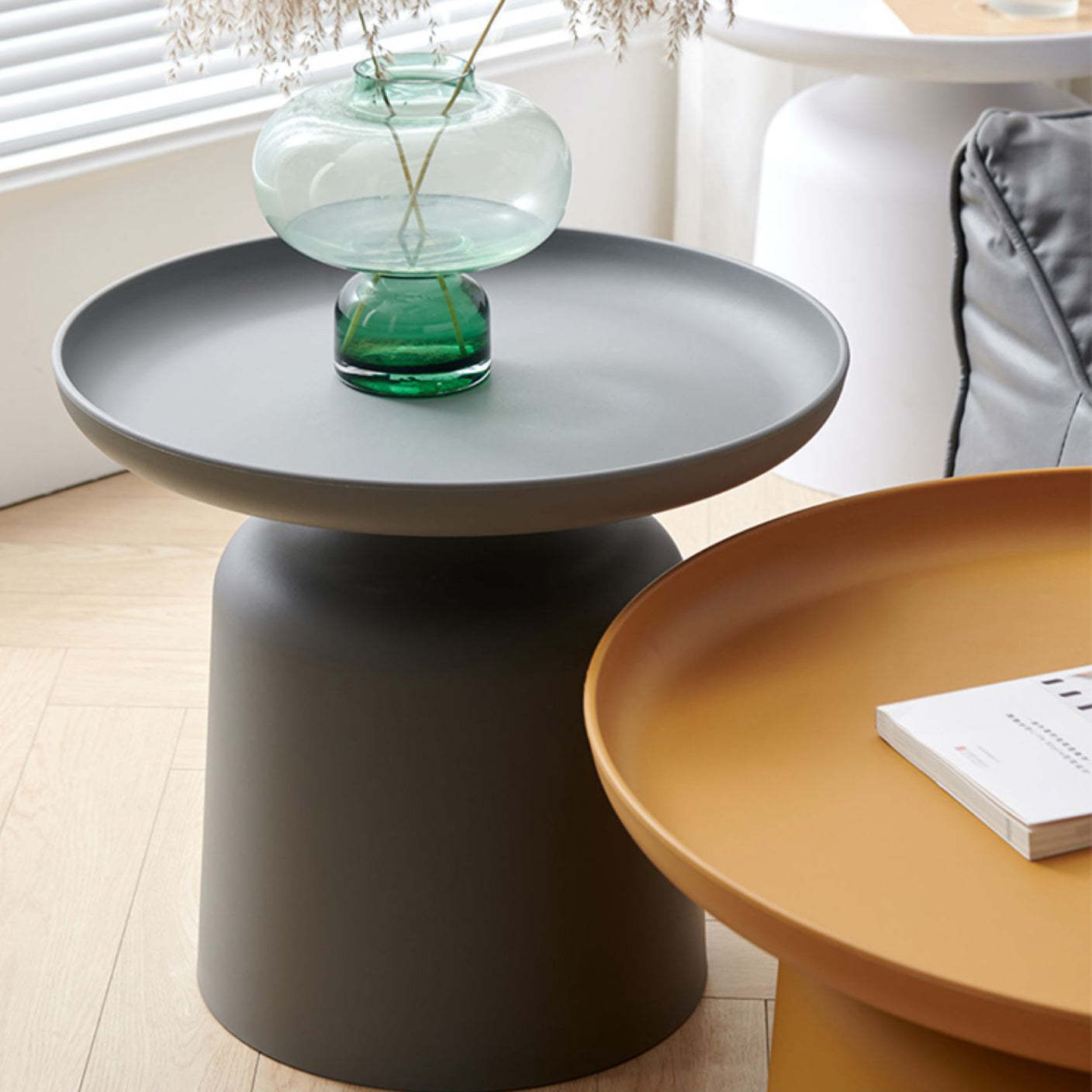 Scandinavian Round Plastic Coffee Table — Small - Black