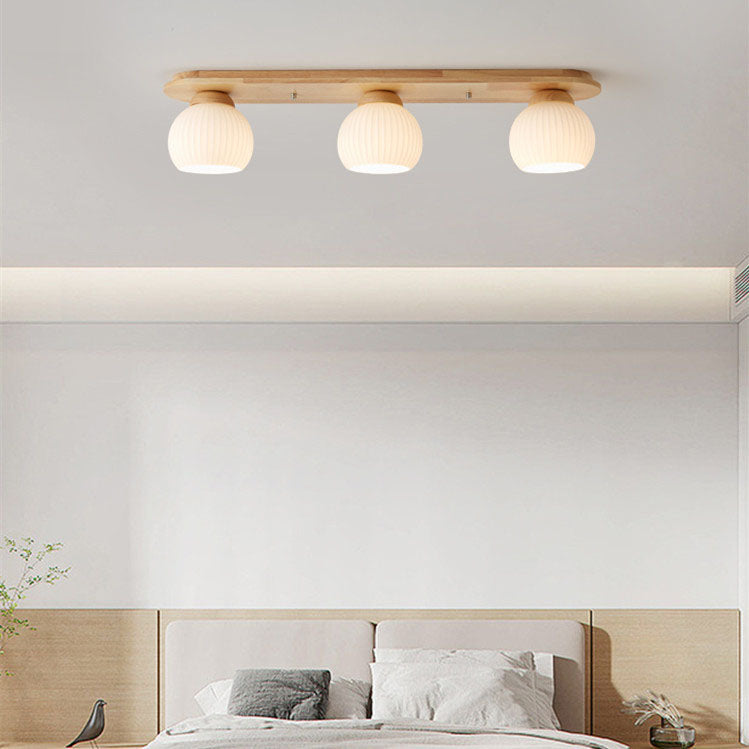 Lighom long striped wood flush mount lighting for bedroom — 2-Light / 220V-240V (UK/AU)