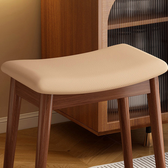 Vintage PU Leather Wood Square Footstool