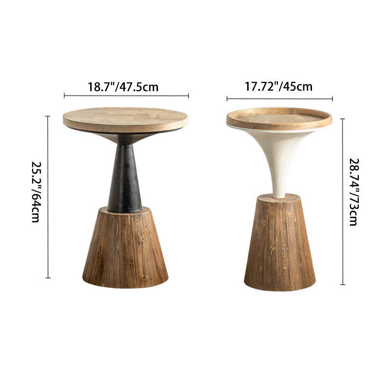 European Round Wood Iron Coffee Table
