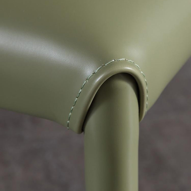 Minimalist Leather Steel Wing-Back Dining Chair
