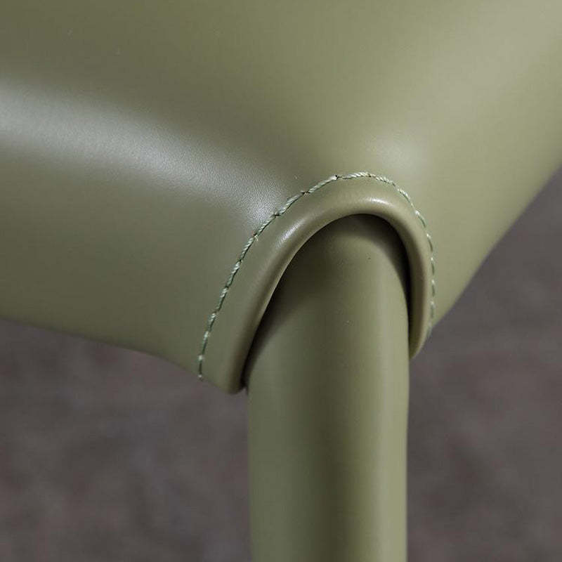Minimalist Leather Steel Wing-Back Dining Chair