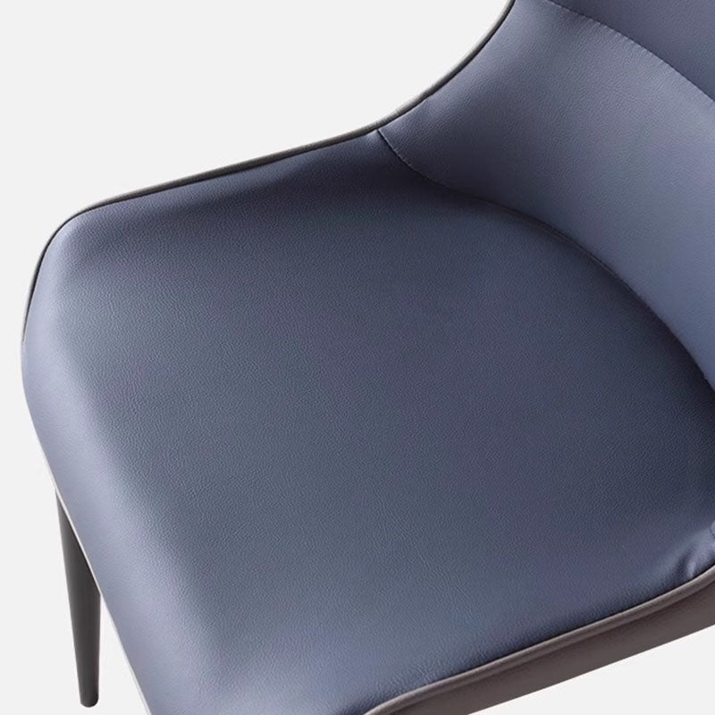 Modern PU Leather Steel Cushion Dining Chair — Dark Bule