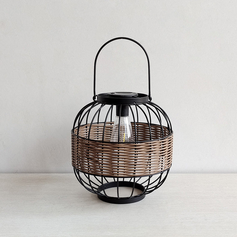 Vintage Rattan Iron Ball Outdoor Light