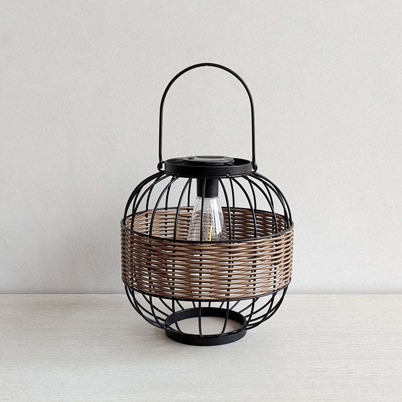 Vintage Rattan Iron Ball Outdoor Light