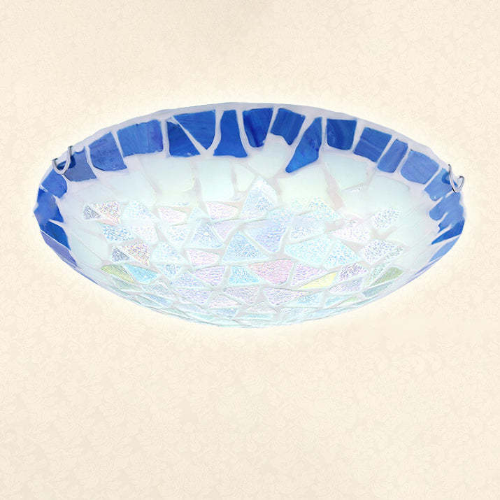 Vintage Mediterranean Shell Dome Flush Ceiling Light