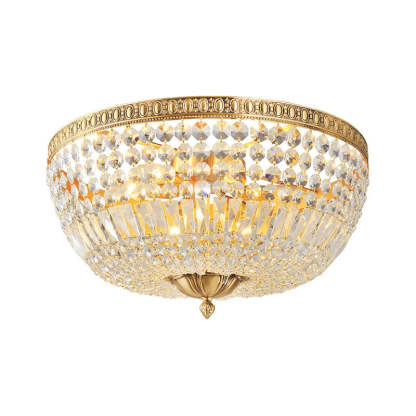 French Vintage Crystal Round 3/5/9-Light Flush Mount
