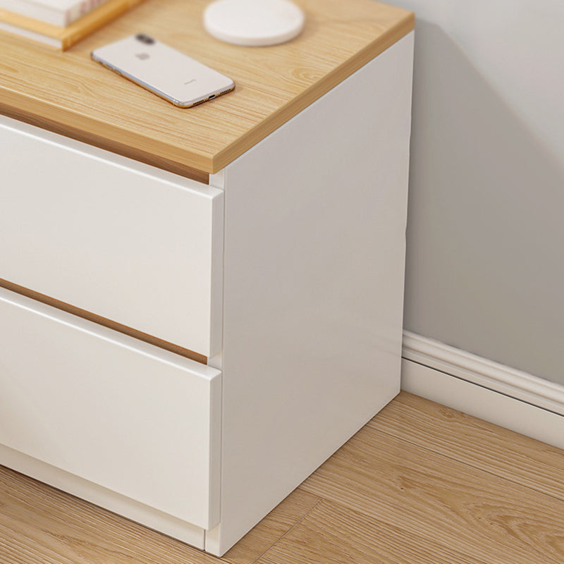 Minimalist Density Panel 2/3-Drawer Nightstand — 3 / Wood Color Tabletop + White