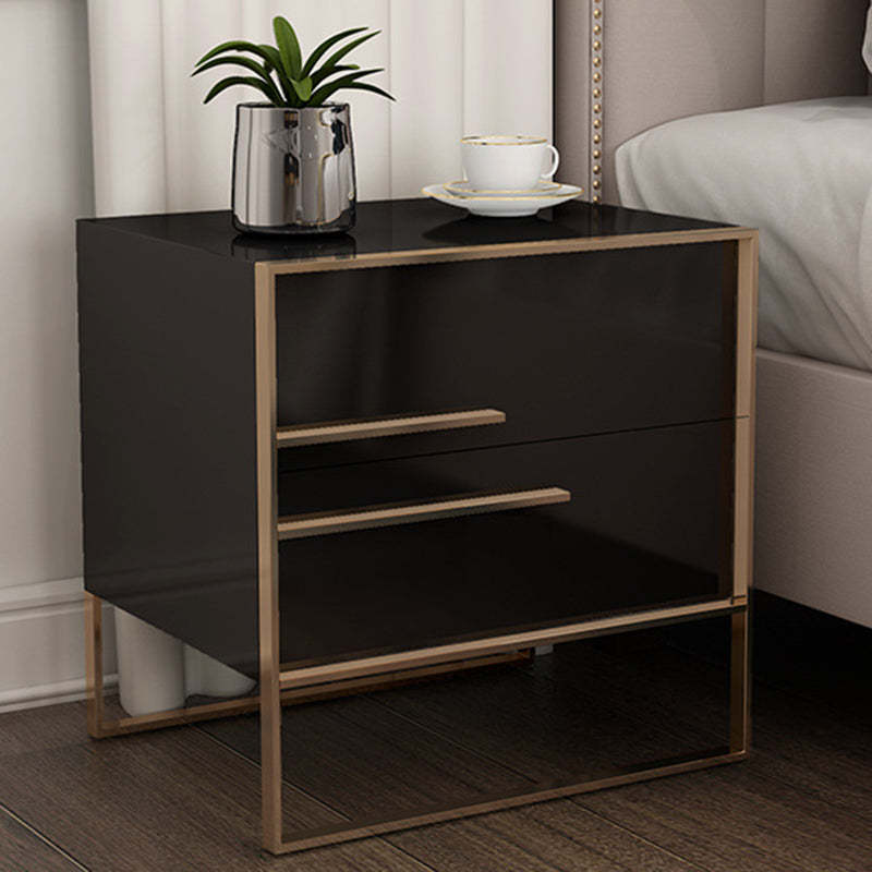 Modern Cubic Solid Wood Steel Nightstand