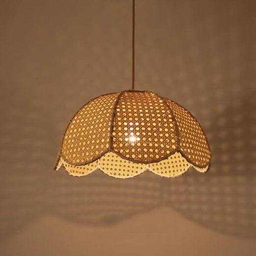 Nordic Rattan Scallop Dome Pendant Light
