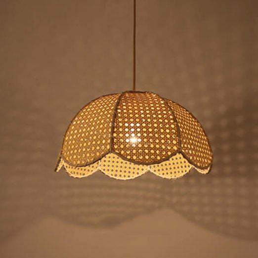 Nordic Rattan Scallop Dome Pendant Light