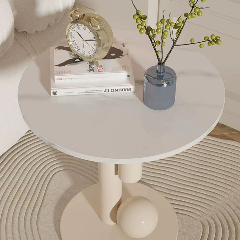 Contemporary Cylinder Orb Rock Slab Steel Coffee Table