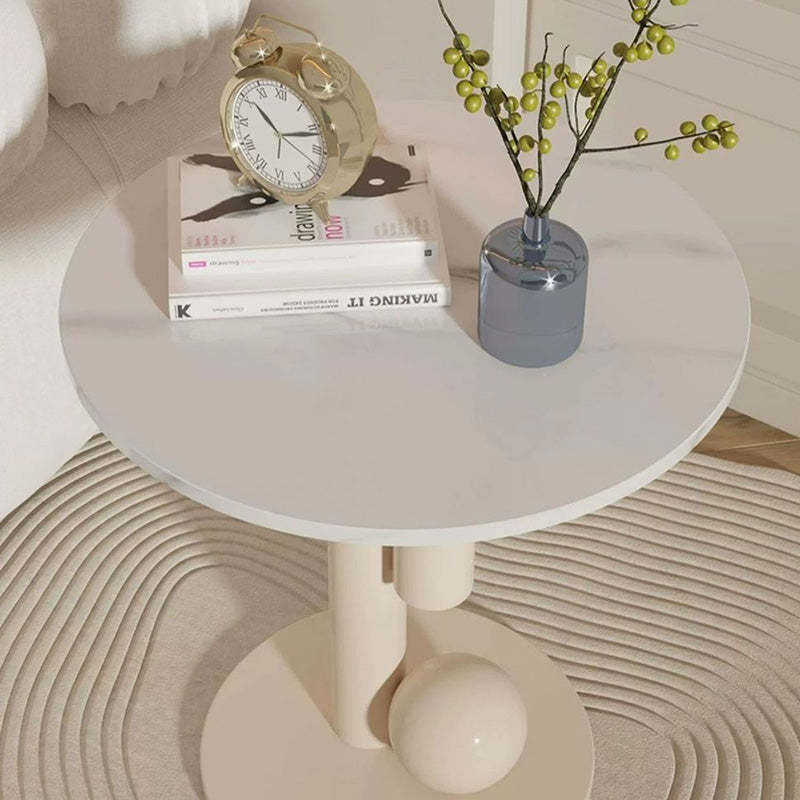 Contemporary Cylinder Orb Rock Slab Steel Coffee Table